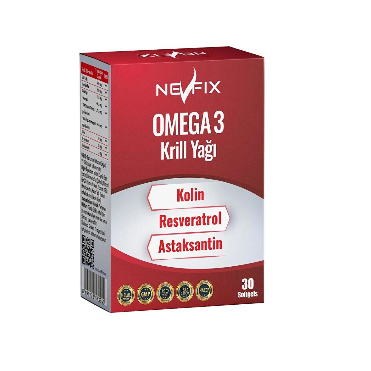 Nevfix Krill Oil Omega Resveratrol Astaksantin 30 Softgels