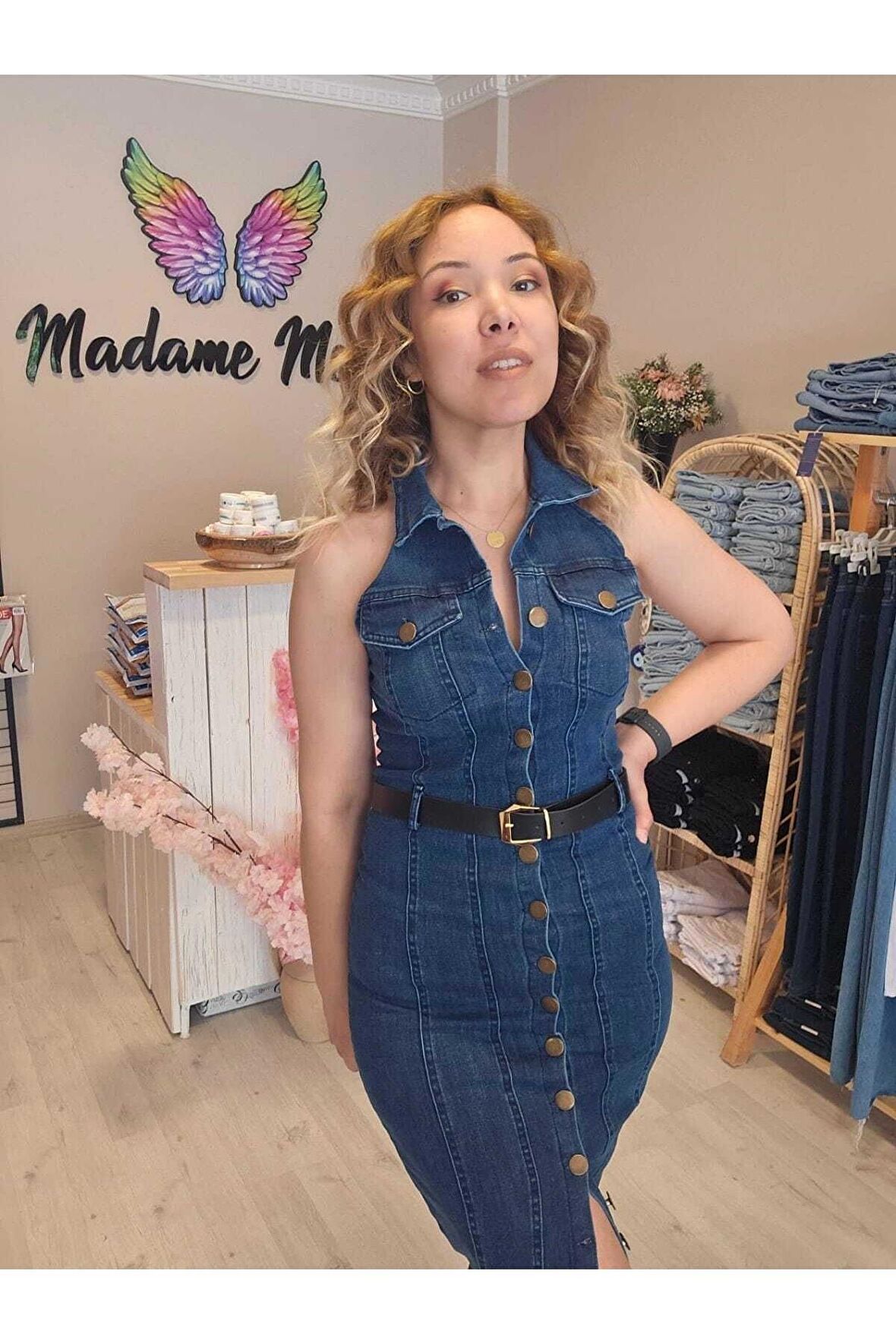 Kot Elbise Denim Likralı Sırt Dırapeli