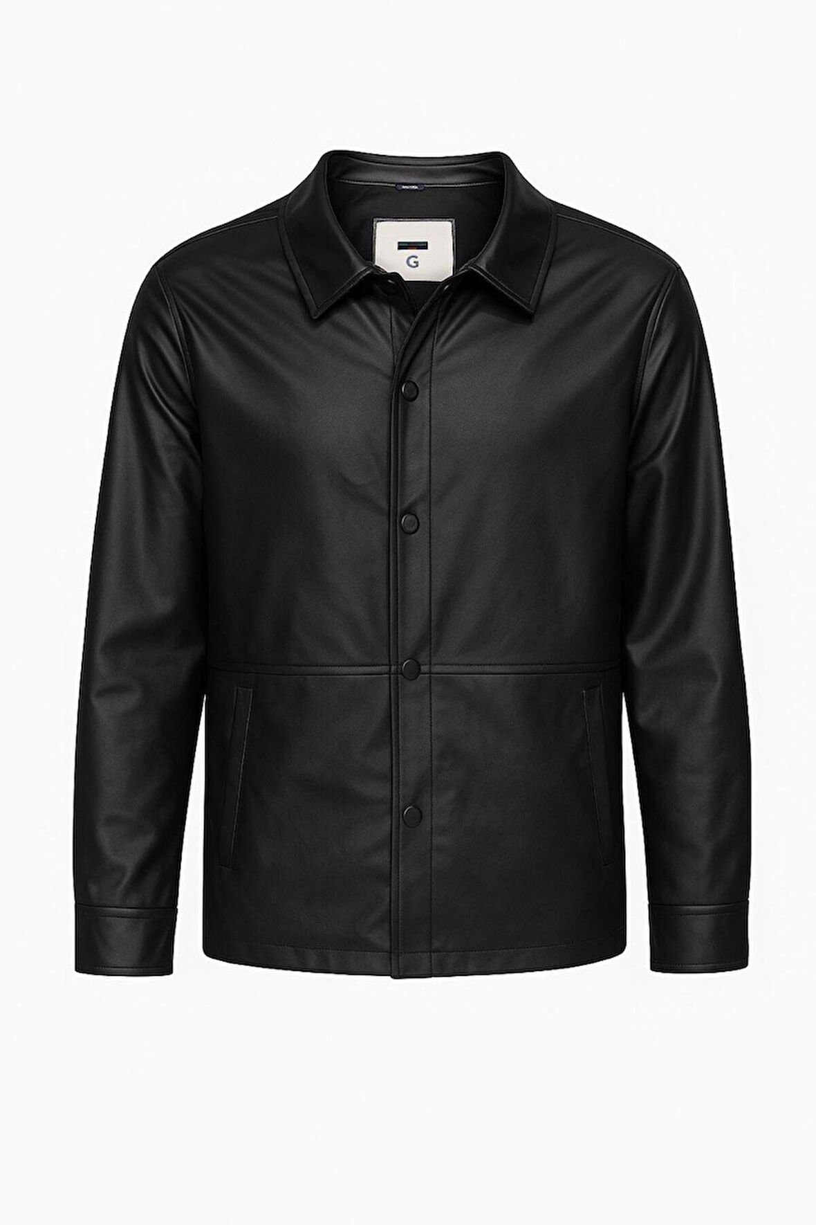 Basic Slim Fit Çıt Çıtlı Deri Ceket - Sade ve Şık Tasarım