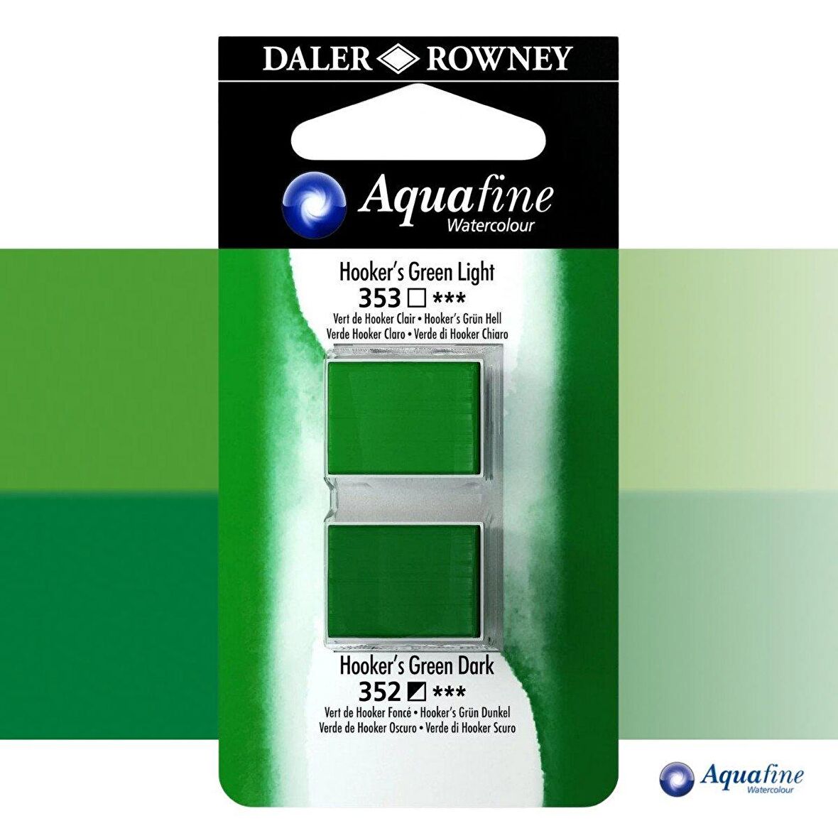 Daler Rowney Aquafine 2li Sulu Boya Tableti 353 Hookers Green Light - 352 Hookers Green Dark