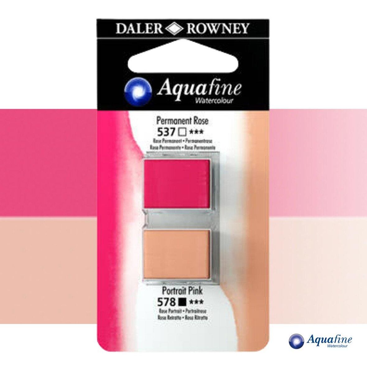 Daler Rowney Aquafine 2li Sulu Boya Tableti 537 Permanent Rose - 578 Portrait Pink