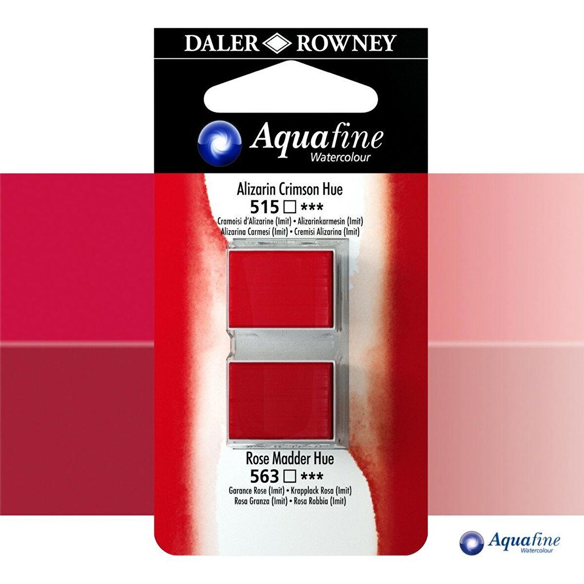 Daler Rowney Aquafine 2li Sulu Boya Tableti 515 Alizarin Crimson Hue - 563 Rose Madder Hue