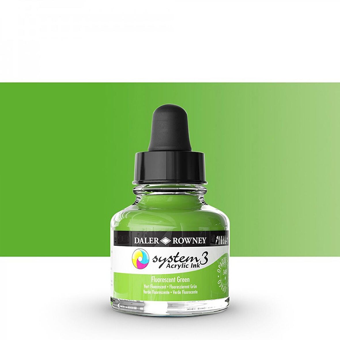 Daler Rowney System 3 Sıvı Akrilik Mürekkep Boya 29.5ml 349 Flourecent Green