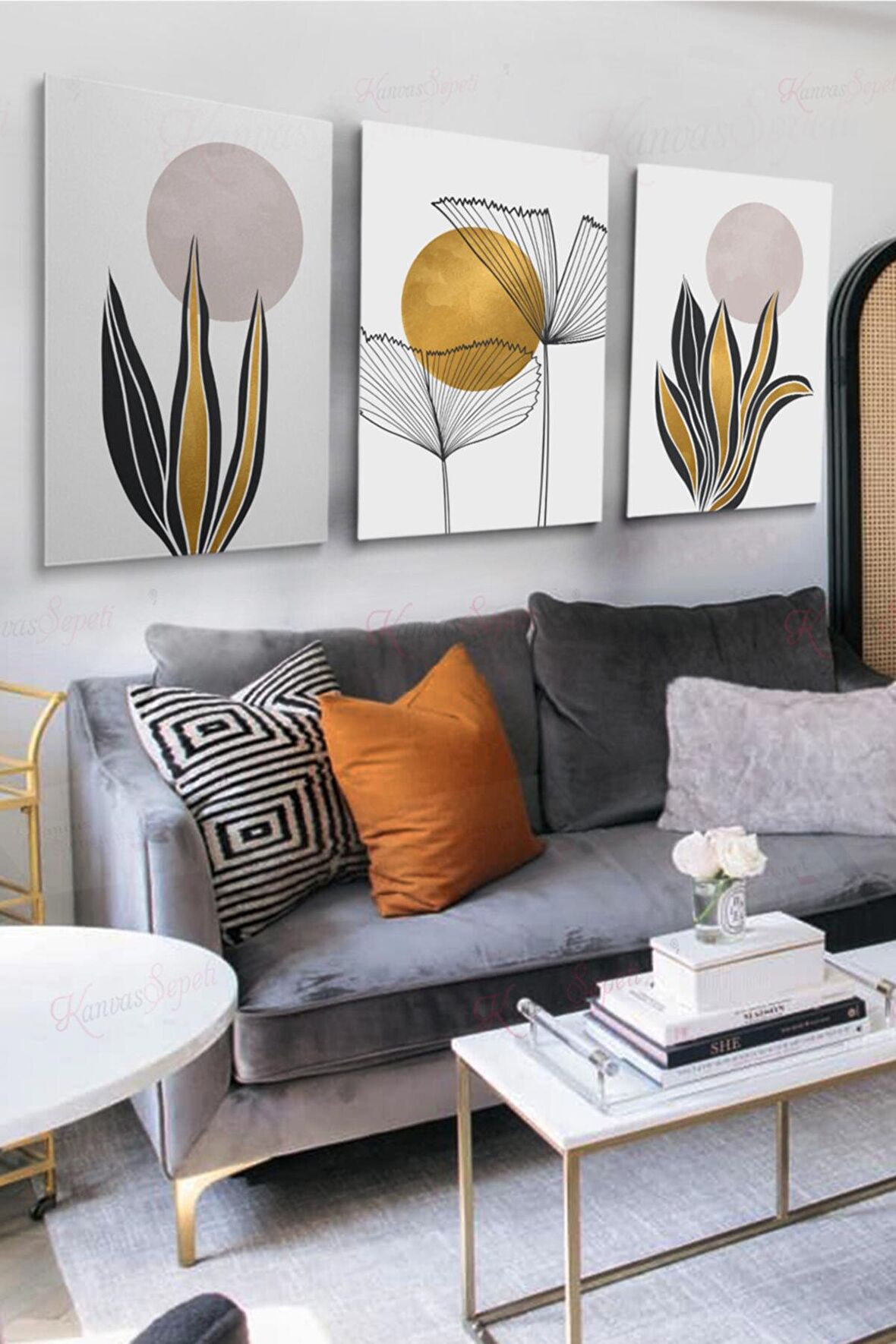 3'lü Set Dekoratif Kanvas Tablo Bohem Bohe Art Soyut Paintg Color Renkli Kanvas Canvas Tablo