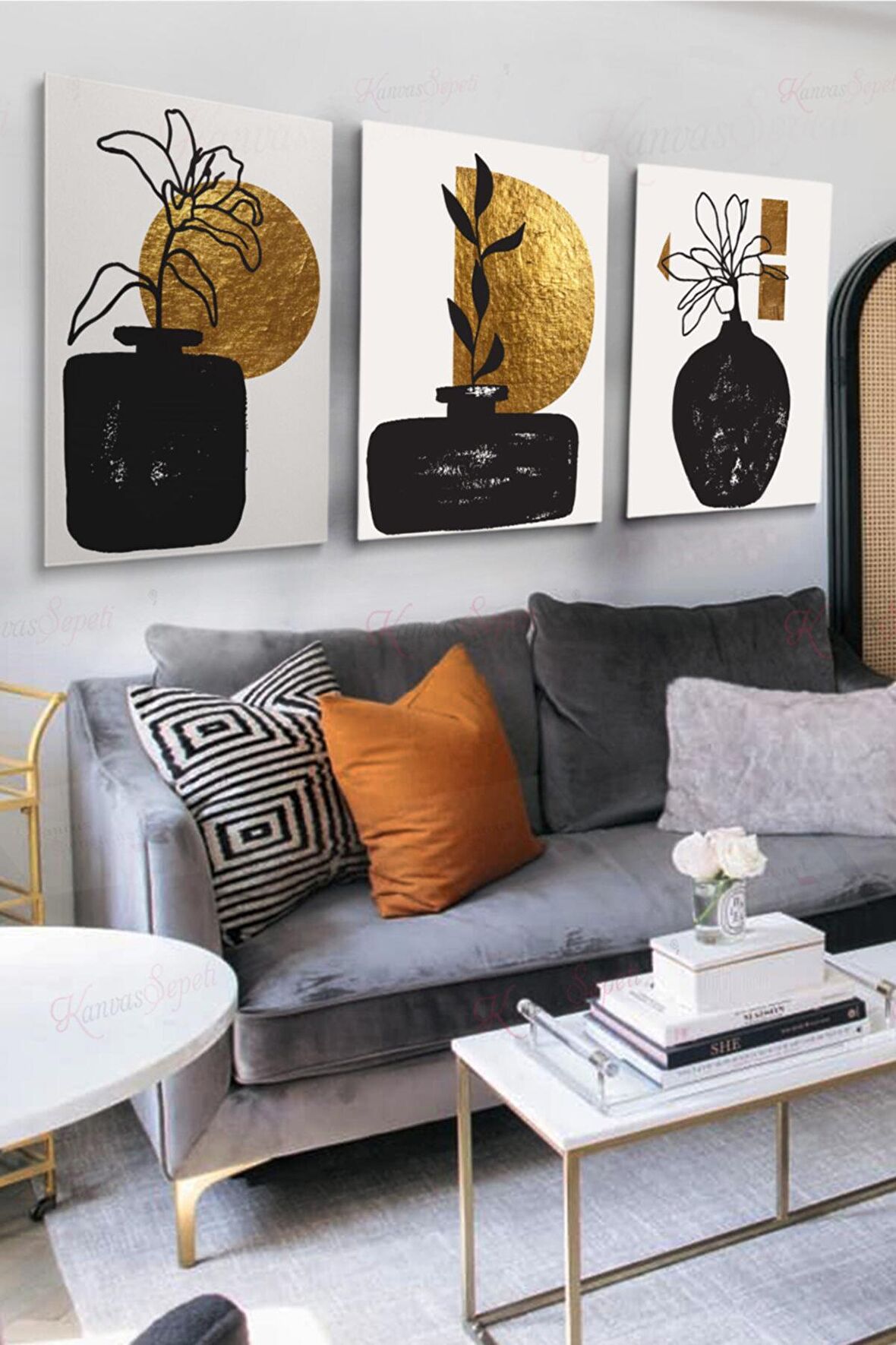 3'lü Set Dekoratif Kanvas Tablo Bohem Bohe Art Soyut Paintg Color Renkli Kanvas Canvas Tablo