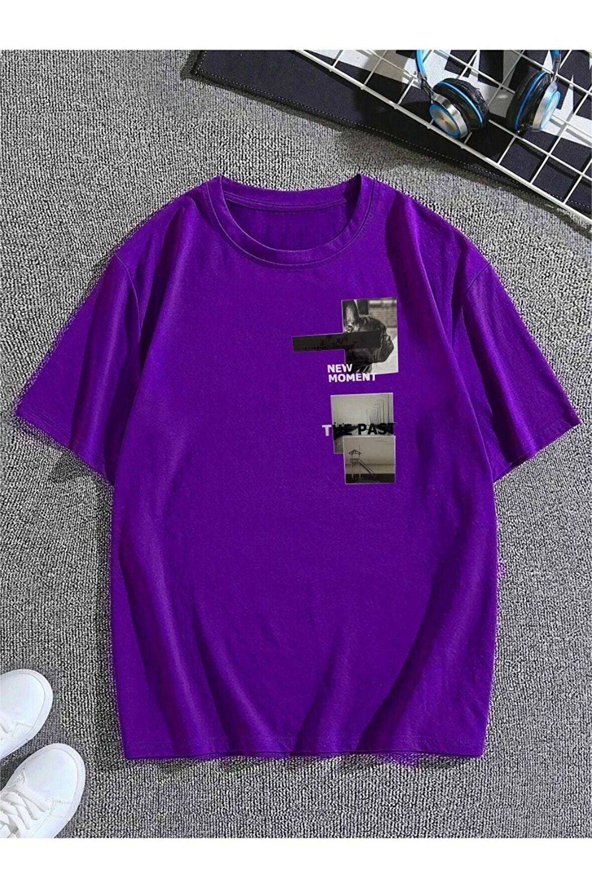 Unisex New Moment Baskılı Oversize T-shirt