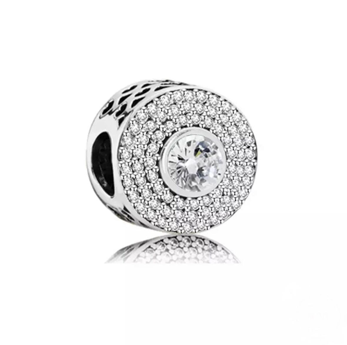 Gümüş s925 Damgalı Oval Ortası Taşlı Charm