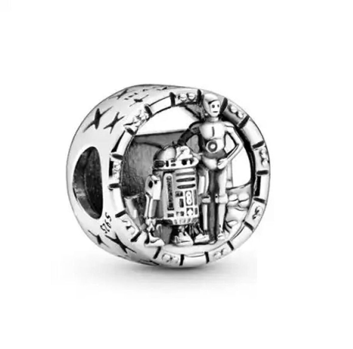 Gümüş s925 Damgalı Star Wars C-3po Ve R2-d2 Kafes İşi Charm