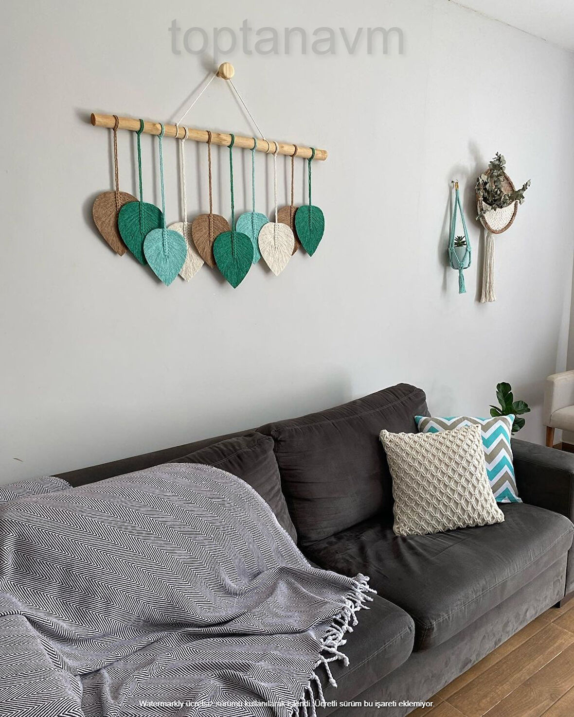 Ninastore Makrome Duvar Süsü Yaprak Şeklinde Dekoratif Hediyelik 