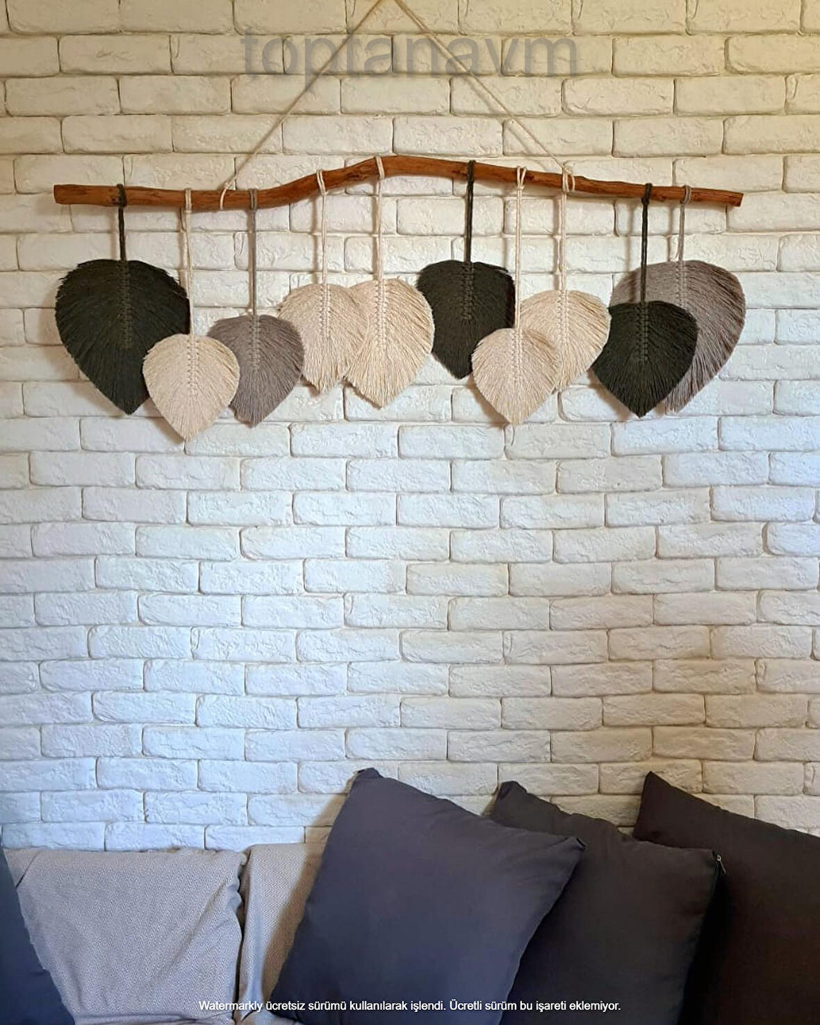Ninastore Makrome Duvar Süsü Yaprak Şeklinde Dekoratif Hediyelik 