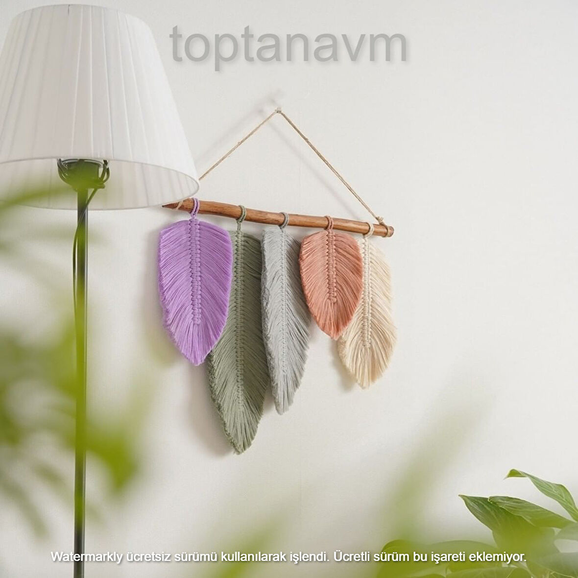 Ninastore Makrome Duvar Süsü Yaprak Şeklinde Dekoratif Hediyelik 