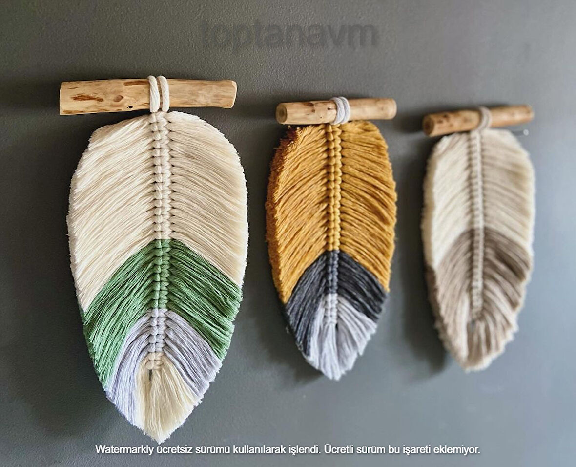 Ninastore Makrome Duvar Süsü Yaprak Şeklinde Dekoratif Hediyelik 