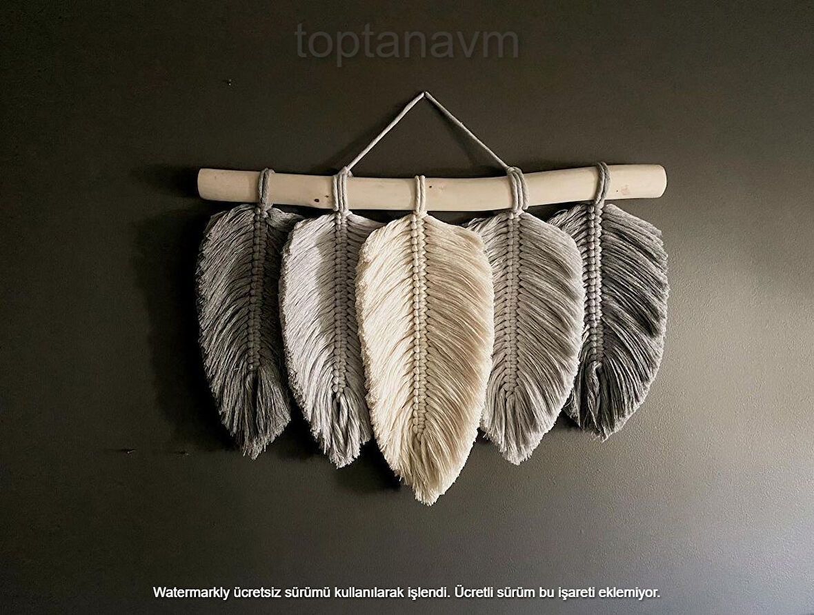Ninastore Makrome Duvar Süsü Yaprak Şeklinde Dekoratif Hediyelik 
