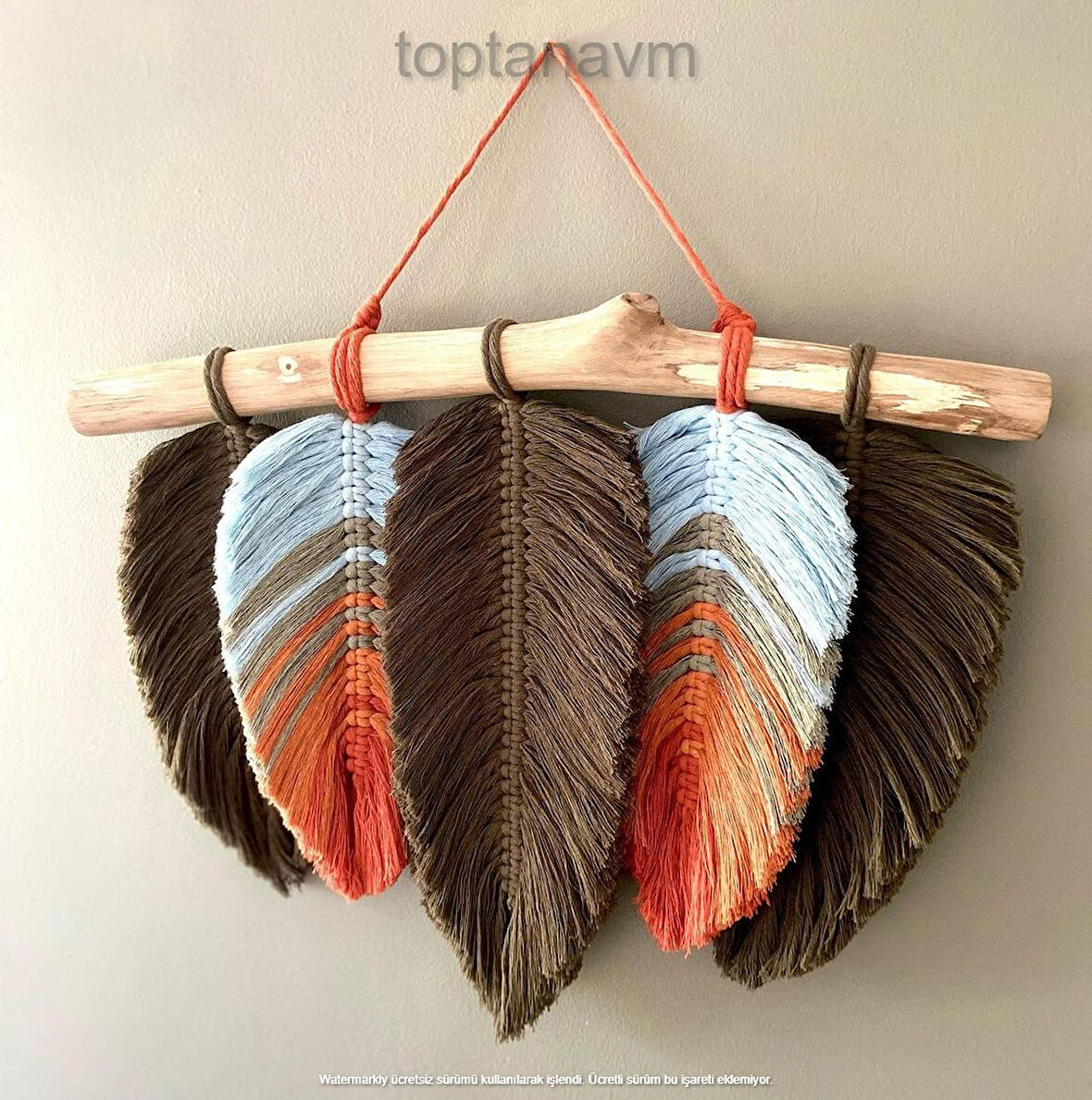 Ninastore Makrome Duvar Süsü Yaprak Şeklinde Dekoratif Hediyelik 