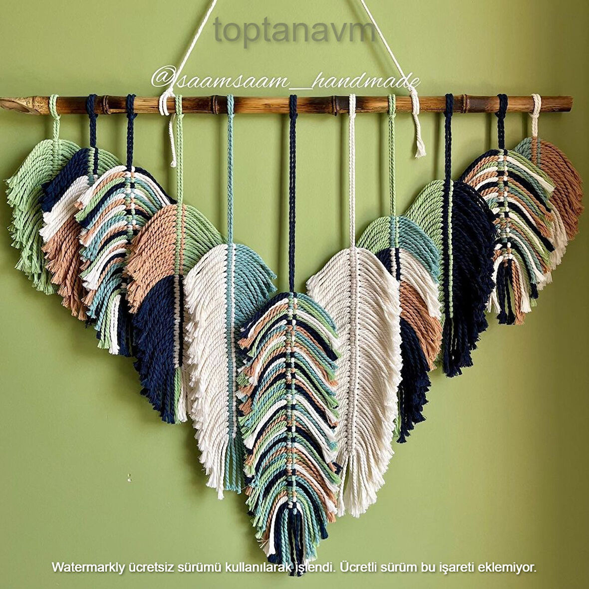 Ninastore Makrome Duvar Süsü Yaprak Şeklinde Dekoratif Hediyelik 