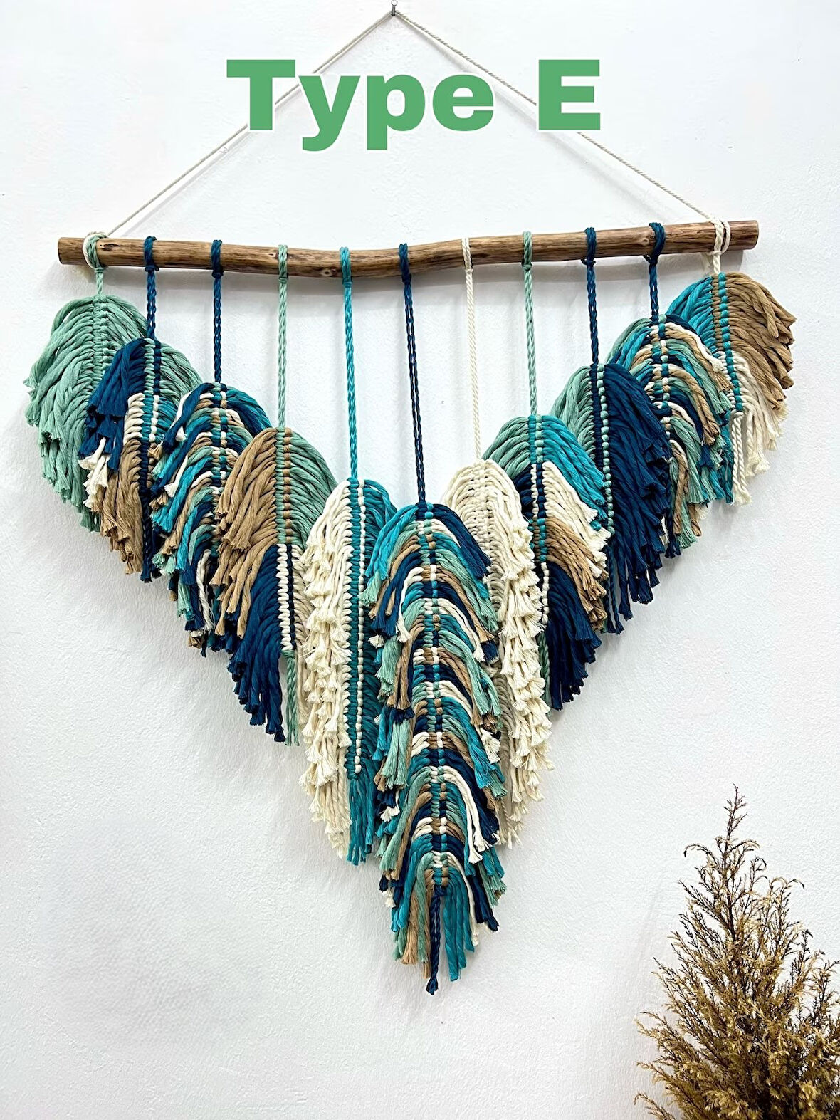 Ninastore Makrome Duvar Süsü Yaprak Şeklinde Dekoratif Hediyelik 