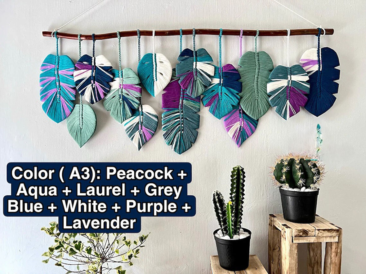 Ninastore Makrome Duvar Süsü Yaprak Şeklinde Dekoratif Hediyelik 