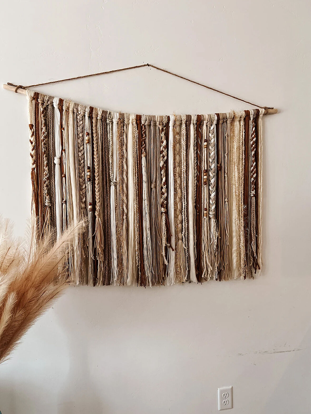 Ninastore Makrome Duvar Süsü Yaprak Şeklinde Dekoratif Hediyelik 