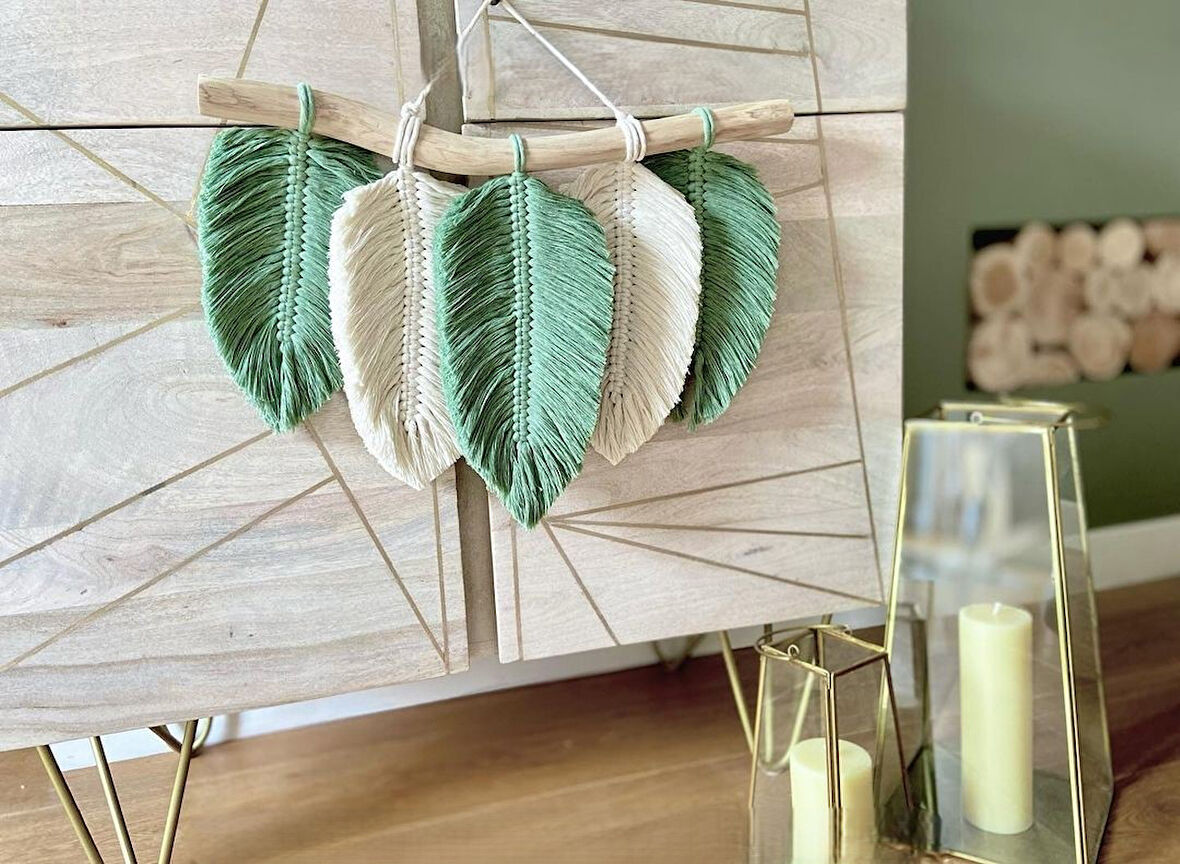Makrome Dekoratif Duvar Süsü Yaprak Modelİ Şık Tasarım