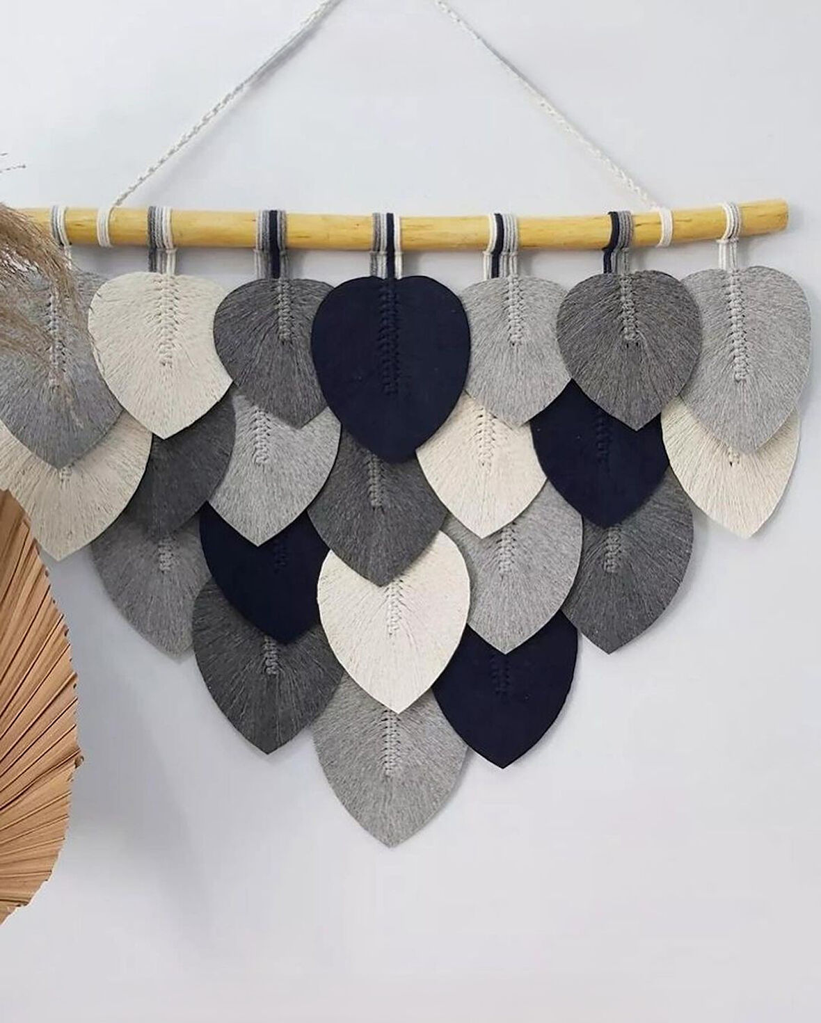 Makrome Dekoratif Duvar Süsü Yaprak Modelİ Şık Tasarım