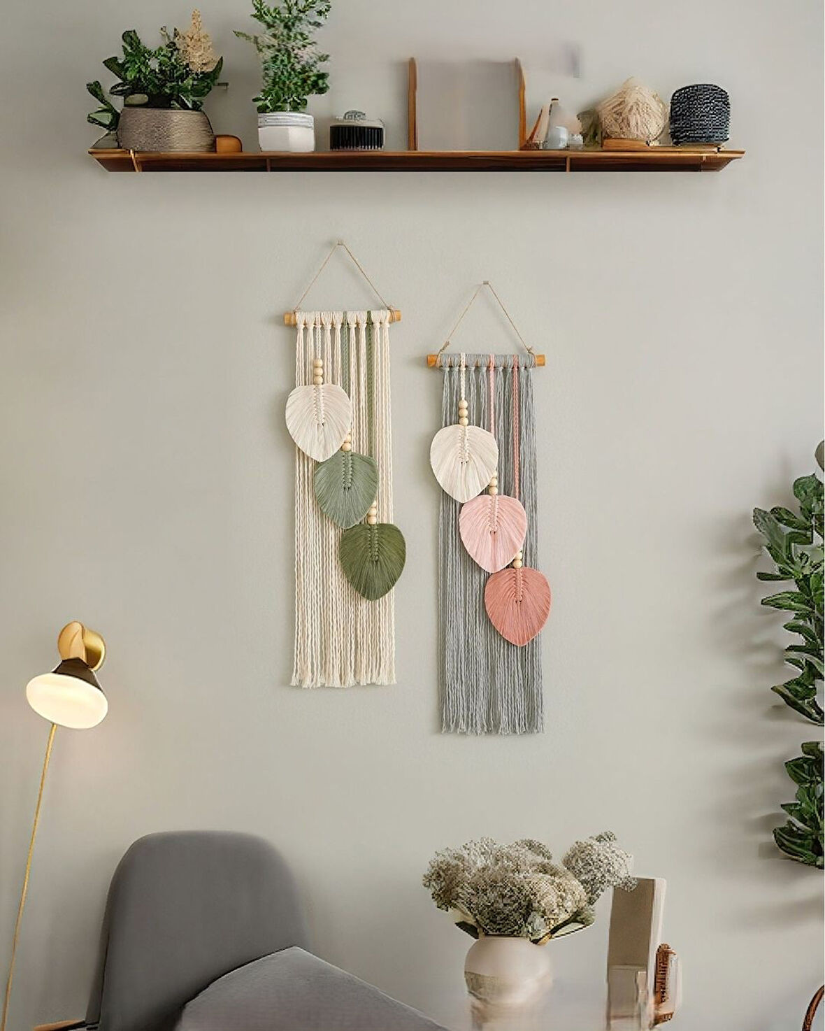 Makrome Dekoratif Duvar Süsü Yaprak Modelİ Şık Tasarım