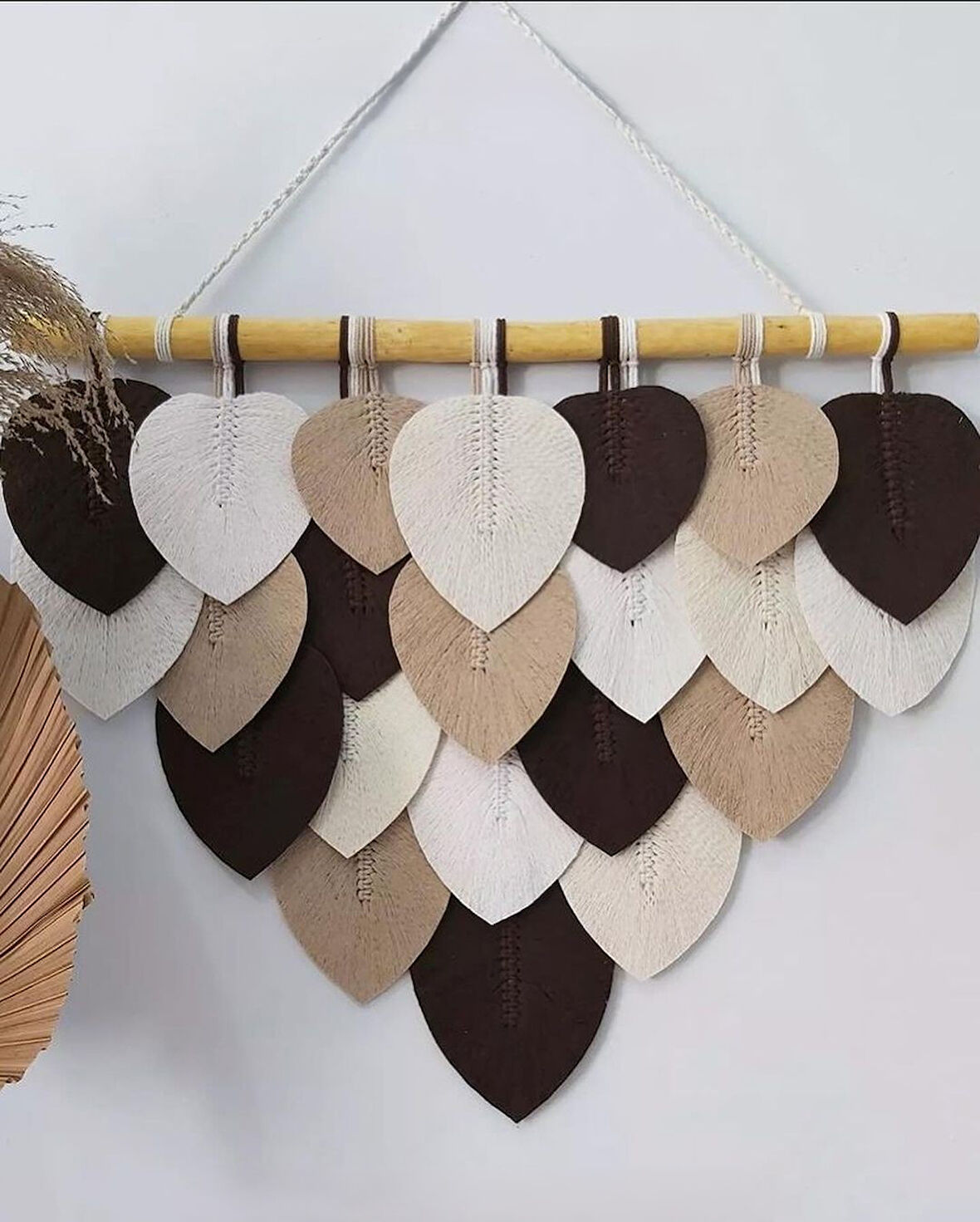 Makrome Dekoratif Duvar Süsü Yaprak Modelİ Şık Tasarım