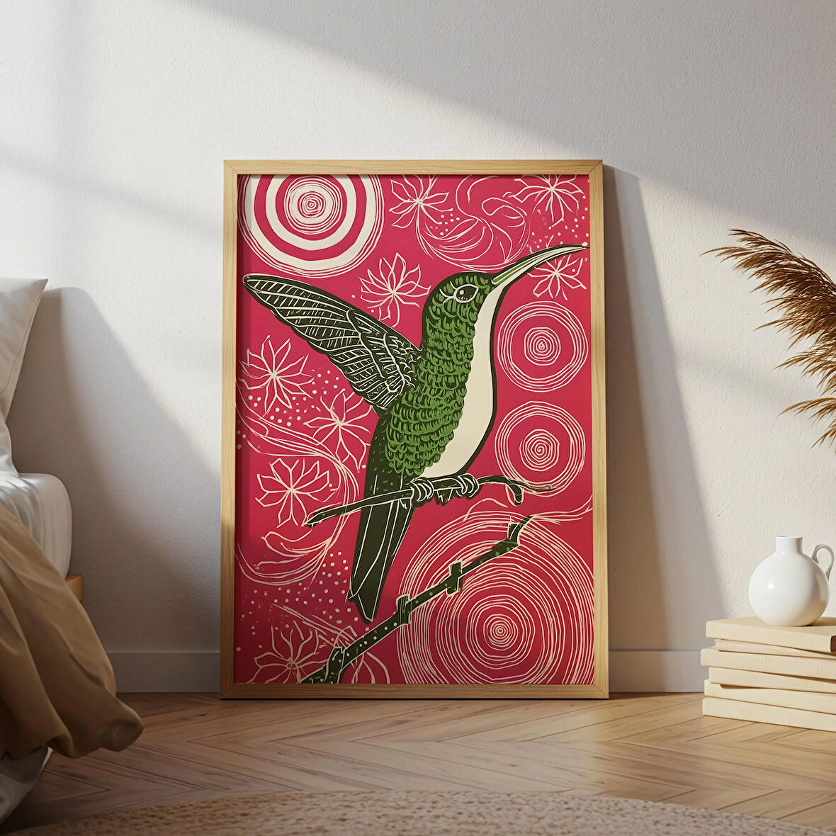 Sinek Kuşu Halk Sanatı: Renkli Boho Kuş Posteri ( )