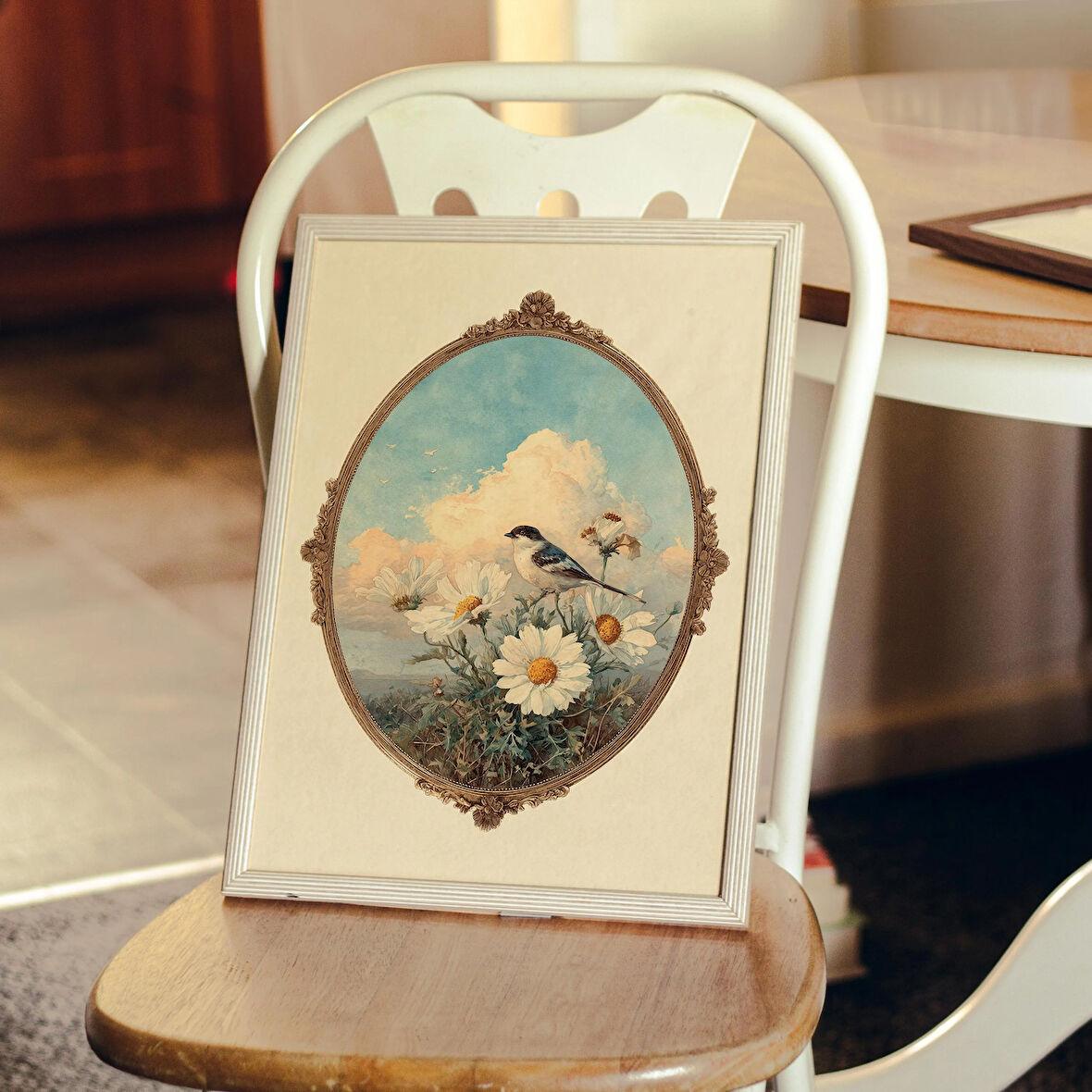 Chickadee ve Papatyalar Botanik: Grandmillennial Cottagecore Duvar Sanatı (& Dosyalar Dahil)