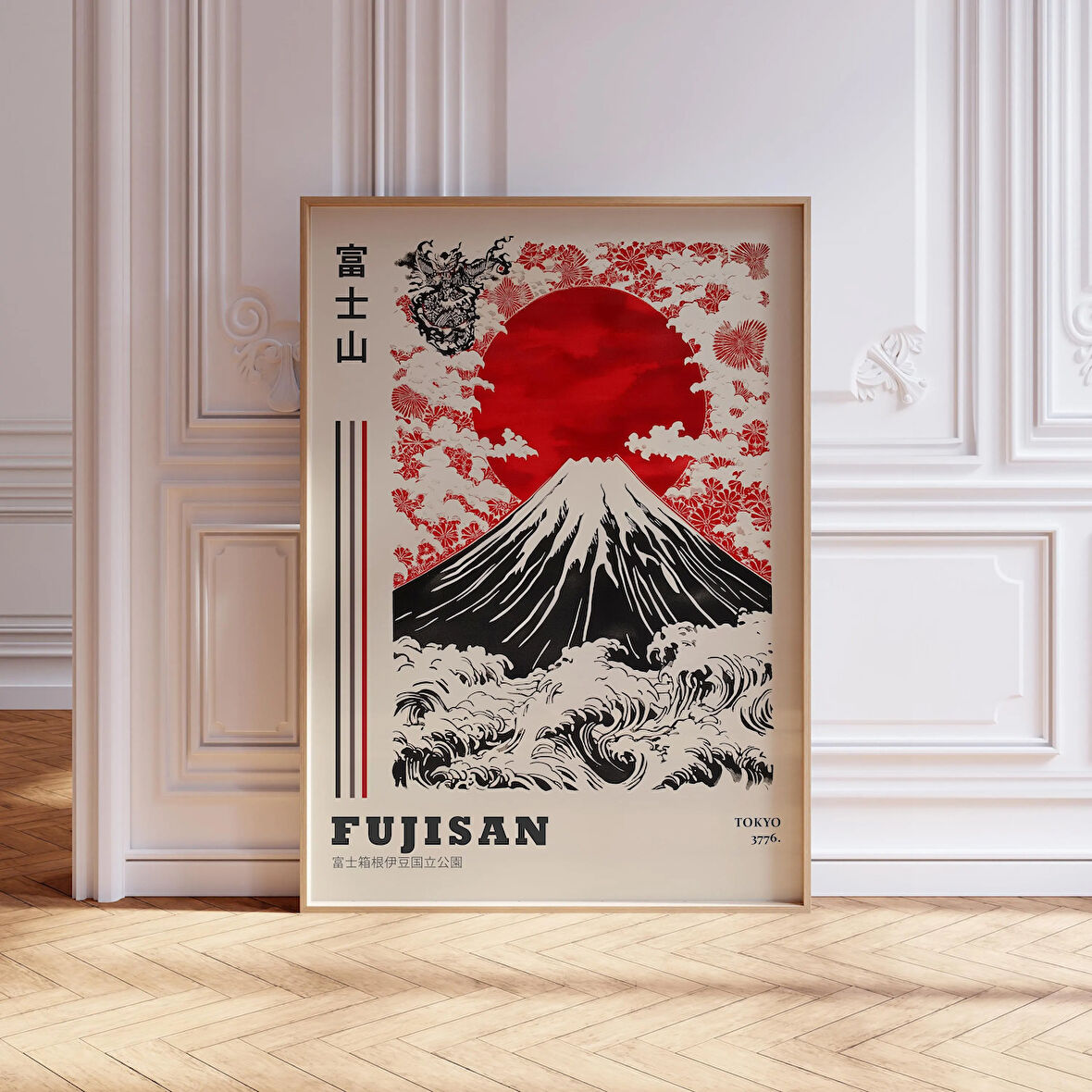 Geleneksel Japon Fuji Dağı Sanatı, Japon Duvar Sanatı, Japandi Duvar Sanatı, Fuji Dağı Tuvali