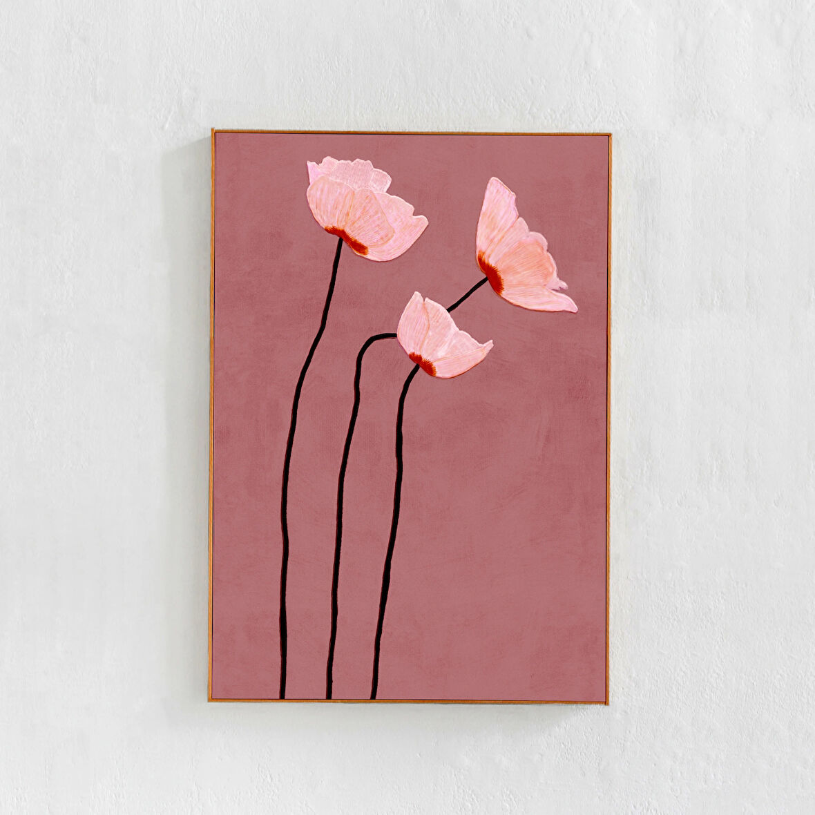 Gelincik Çiçekleri Resim Sanatı, Allık Pembesi Duvar Sanatı