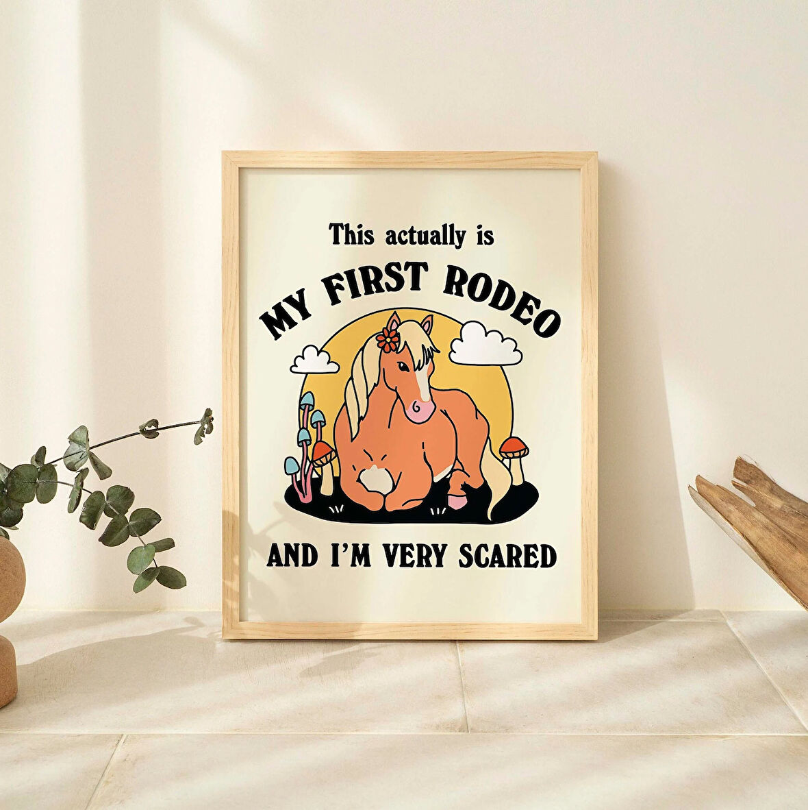 Kovboy Atı Söz Baskısı, İlk Rodeo Sözü Posteri, Retro Mantar Posterleri