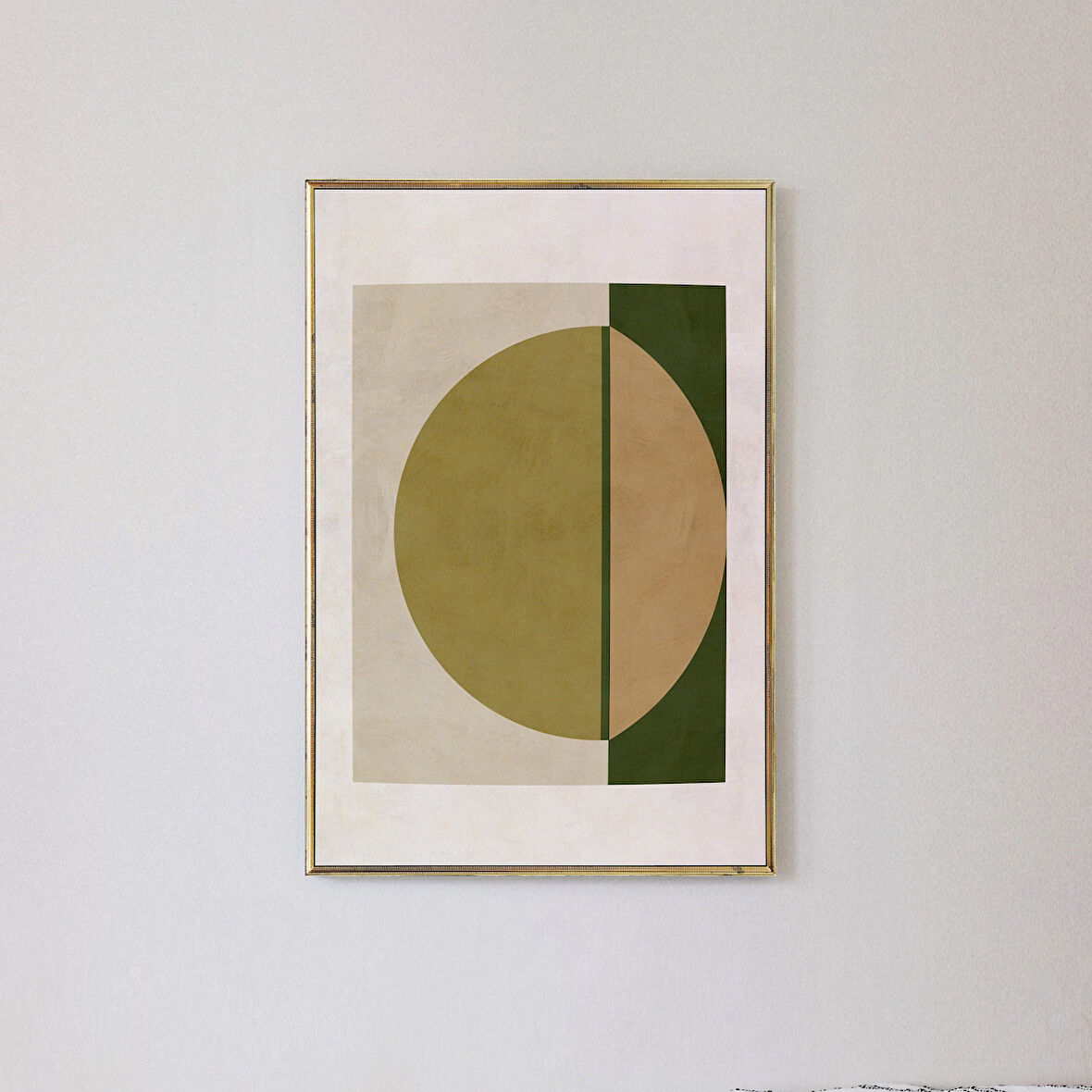 : Soyut Sanat Nötr tonlarda modern sanat. Zeytin Yeşili Soyut, Yeşil Geometrik Sanat