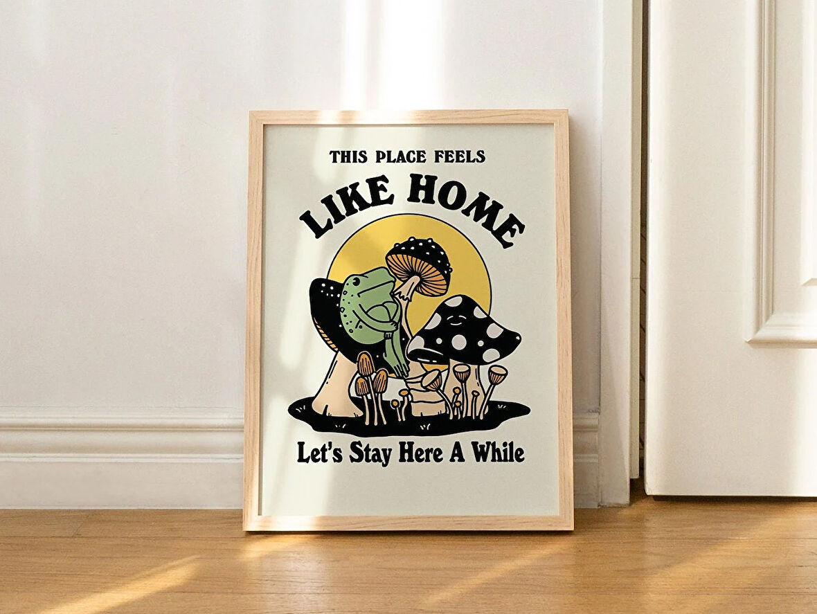 Retro Kurbağa Duvar Dekoru, Trend Mantar İllüstrasyonu, A3 A4 A2 Baskılar, Büyük Renkli 70'ler Posteri