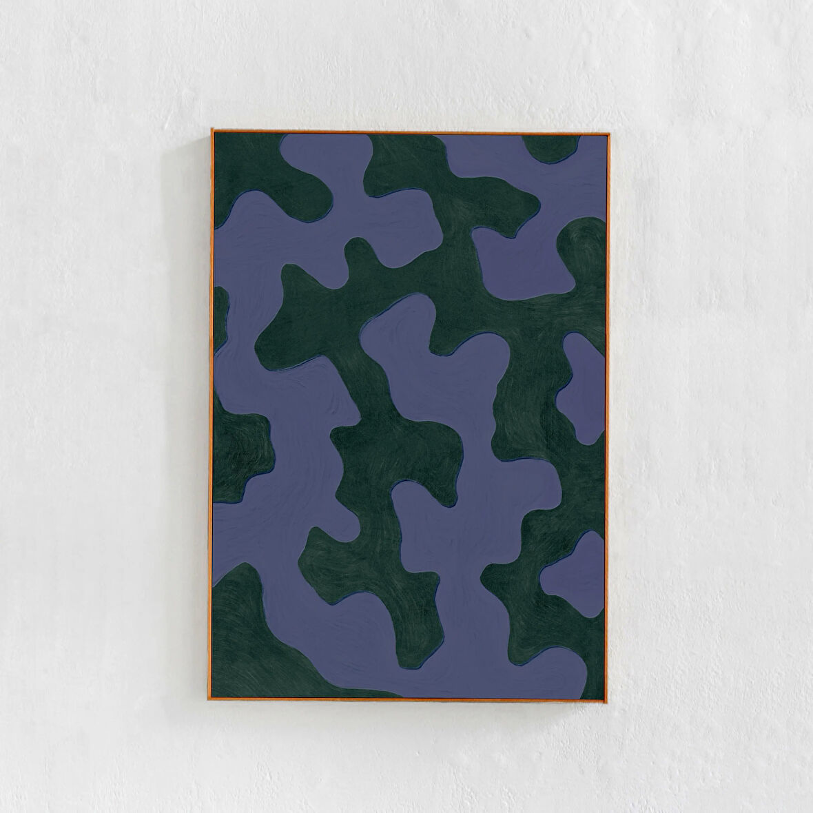 Bulmaca: Büyük Soyut Resim, Mavi ve Zümrüt Yeşili Duvar Sanatı. Çağdaş Sanat Posteri