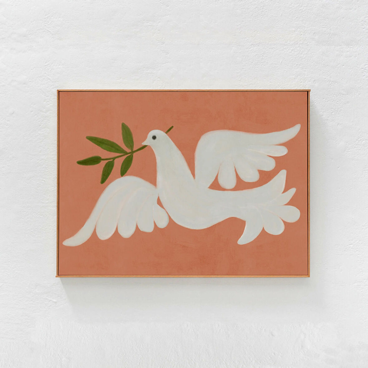 Güvercin sanatı, poster: duvar sanatı. Pastel turuncu İskandinav bohem dekorunda büyük