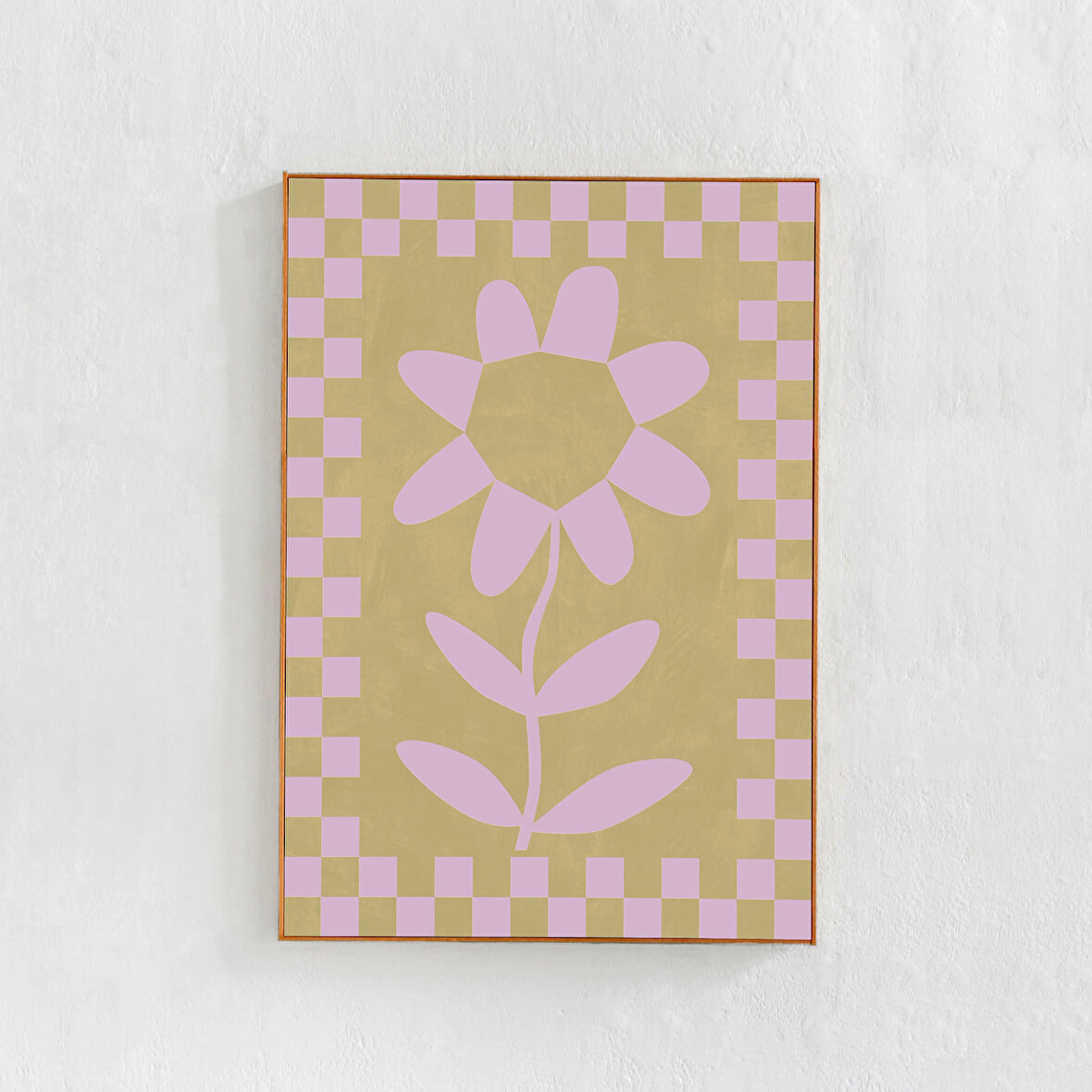 Çiçek sanatı: Pastel boya sanatı, poster. Çağdaş, kareli pembe ve bej sanat