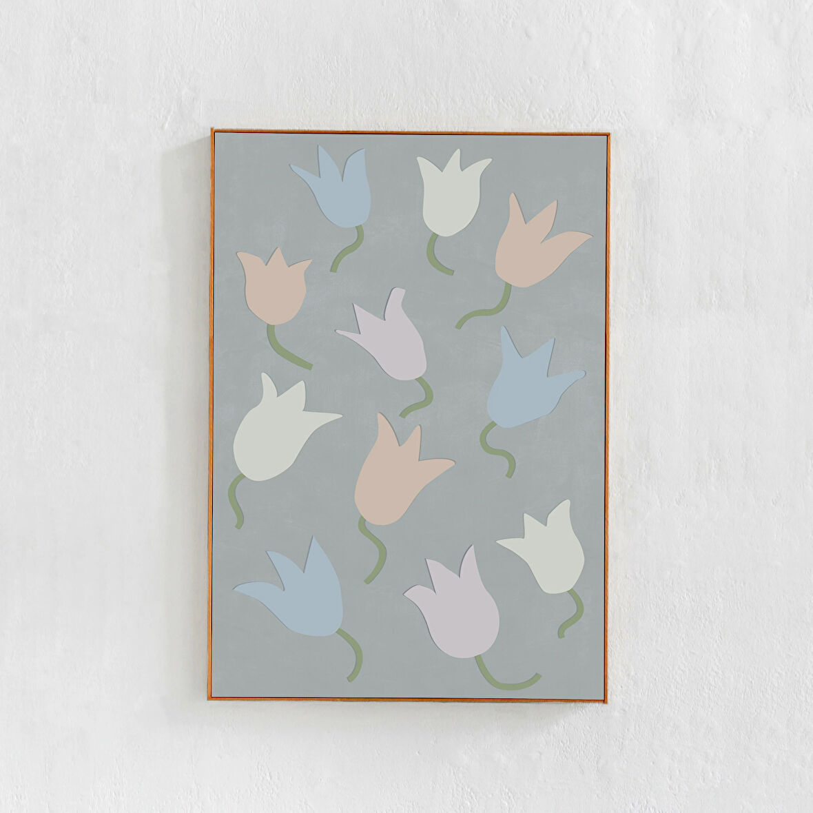 Lale Sanatı, Açık Mavi Duvar Sanatı Pastel ev dekoru