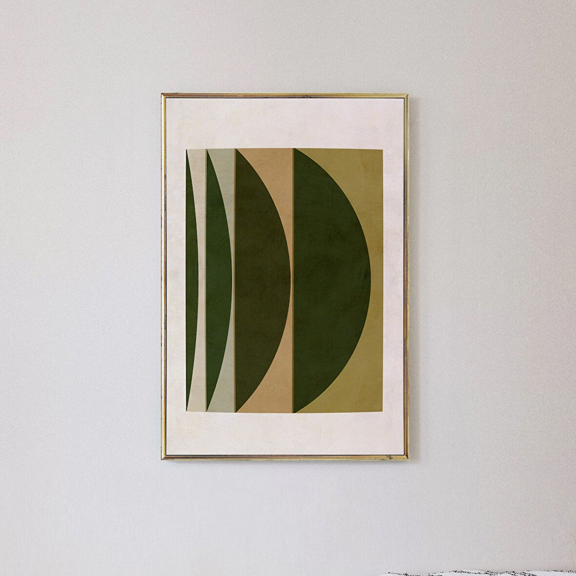- Soyut Sanat - Nötr tonlarda modern sanat - Zeytin Yeşili Soyut - Modern Geometrik Sanat
