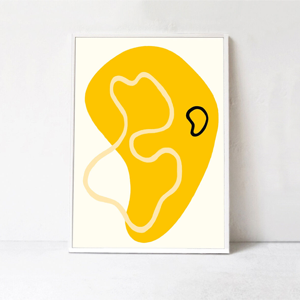 Orta Yüzyıl Modern Sanat Posteri, Sarı Soyut Sanat Duvar Sanatı Soyut Şekiller Poster Hardal Sanatı