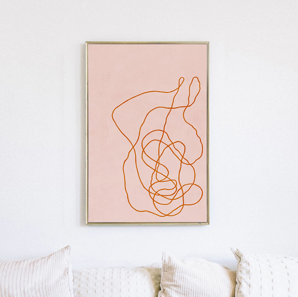 Büyük Soyut Çizgi Sanatı, Soyut Poster, Sanat, Şeftali Duvar Sanatı