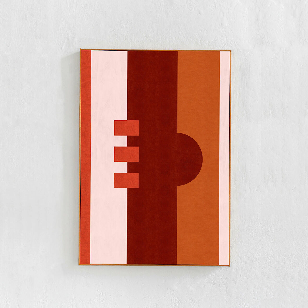 Bordo Kırmızı Turuncu Renk Blok Sanatı: Soyut Duvar Sanatı