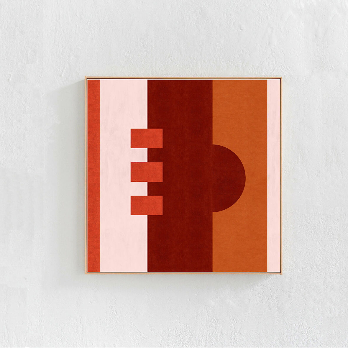Bordo Kırmızı, Yanık Turuncu Duvar Sanatı. Soyut, Geometrik Modern Sanat, Geometrik Sanat