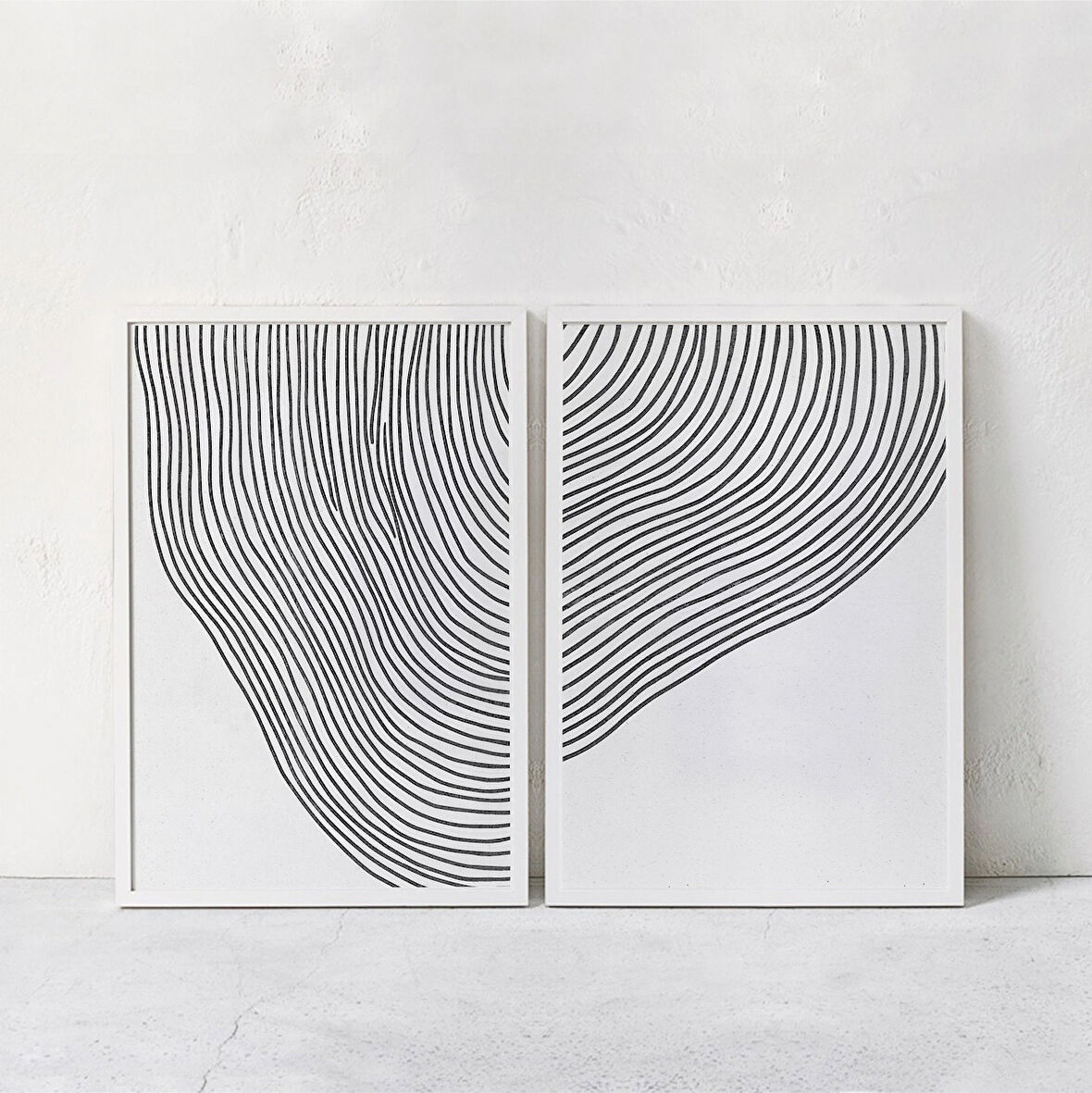 Siyah Beyaz Soyut Sanat 2'li Set