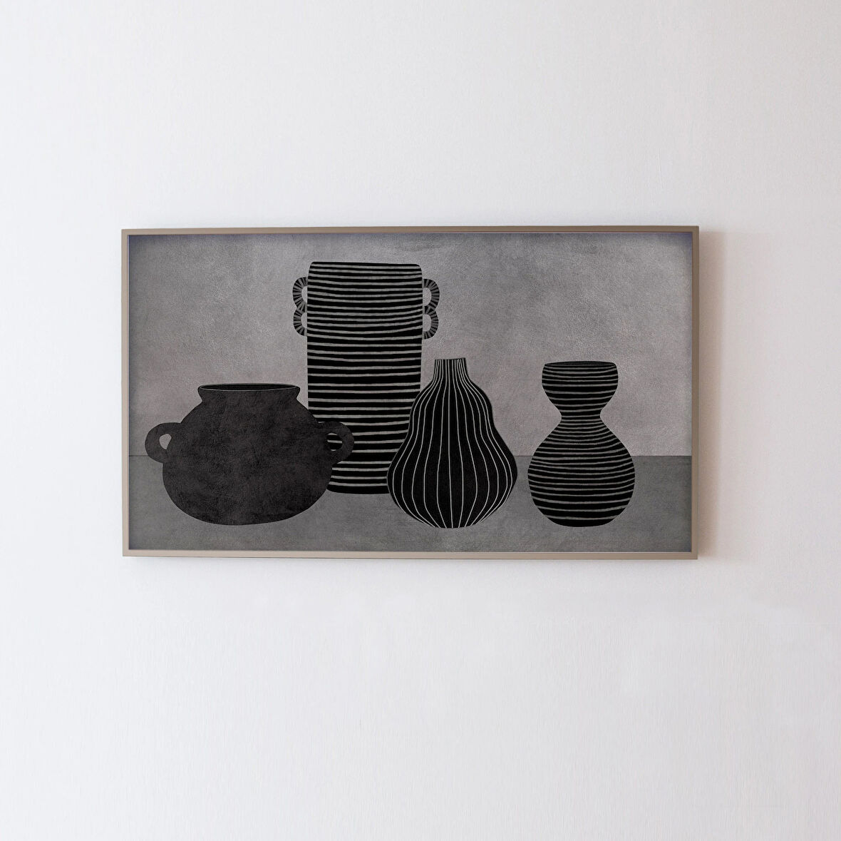 Vazolar - Samsung Frame TV Sanatı. Modern sanat. Samsung Frame TV için sanat, siyah ve gri çağdaş Frame TV Sanatı