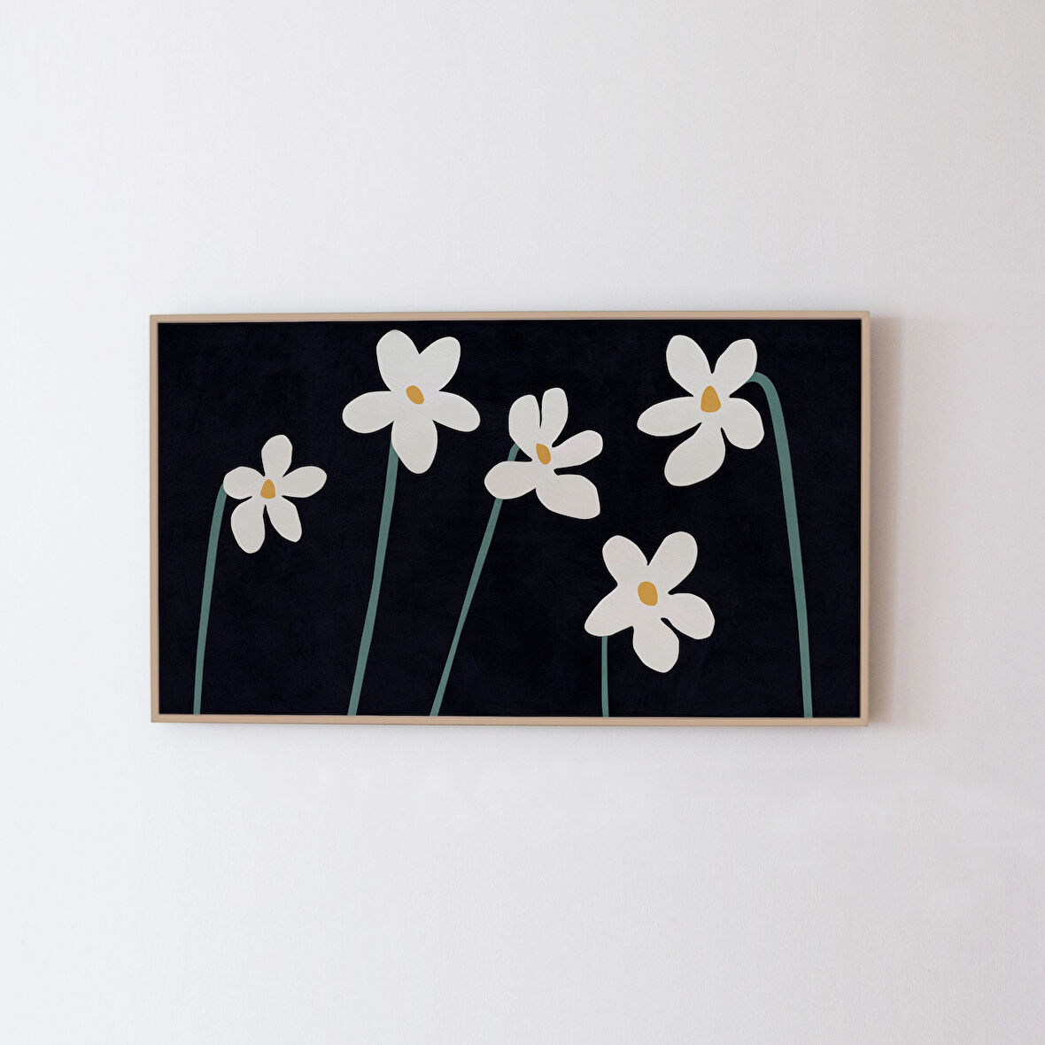 Samsung Frame TV Sanatı - Çerçeve TV için modern çiçek sanatı. Bahar çiçekleri