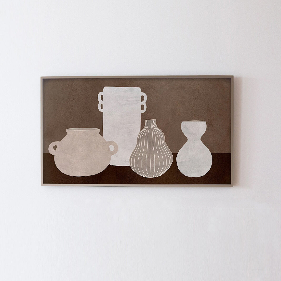 Vazolar - Samsung Frame TV Sanatı. Modern sanat. Samsung Frame TV için sanat, bej ve kahverengi çağdaş Frame TV Sanatı.