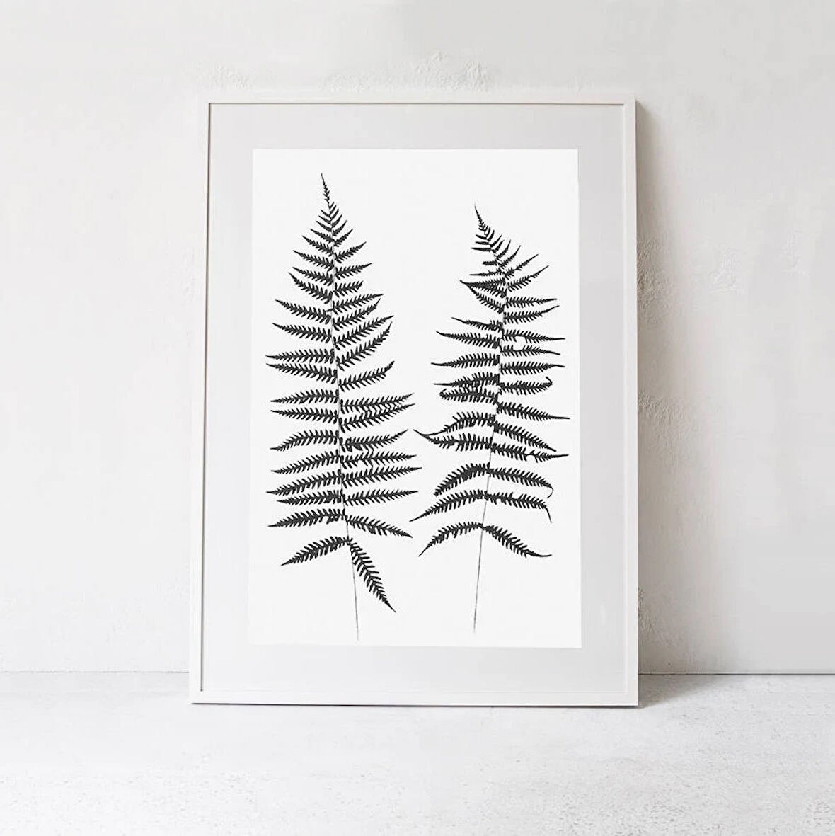 Büyük Botanik, Eğrelti Otu Posteri, Siyah Beyaz Botanik Duvar Sanatı