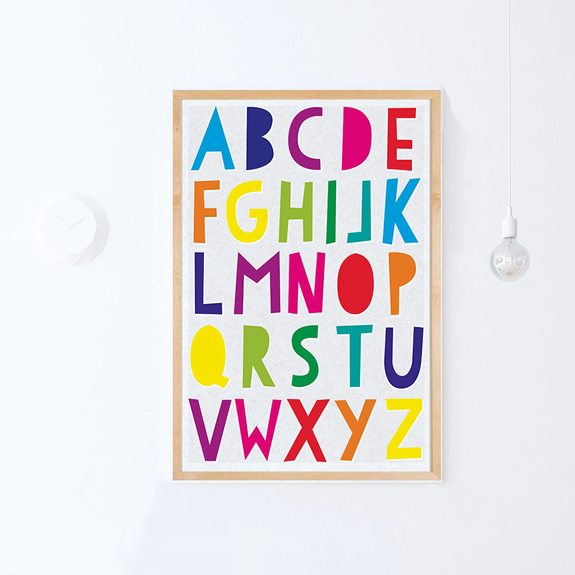 Alfabe Poster Sanatı, Çocuk Odası Dekoru, Büyük Alfabe, Renkli, Çocuk Posteri