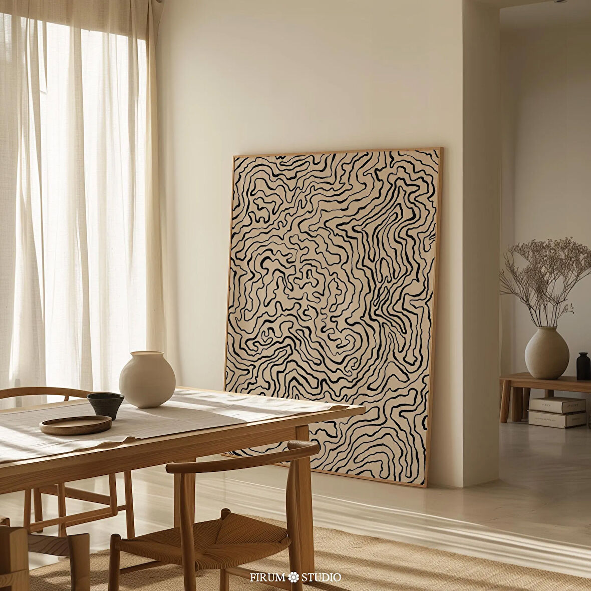 Bej ve Siyah Minimalist Çizgiler Duvar Sanatı, Sürekli Çizgi Sanatı, Minimalist Poster