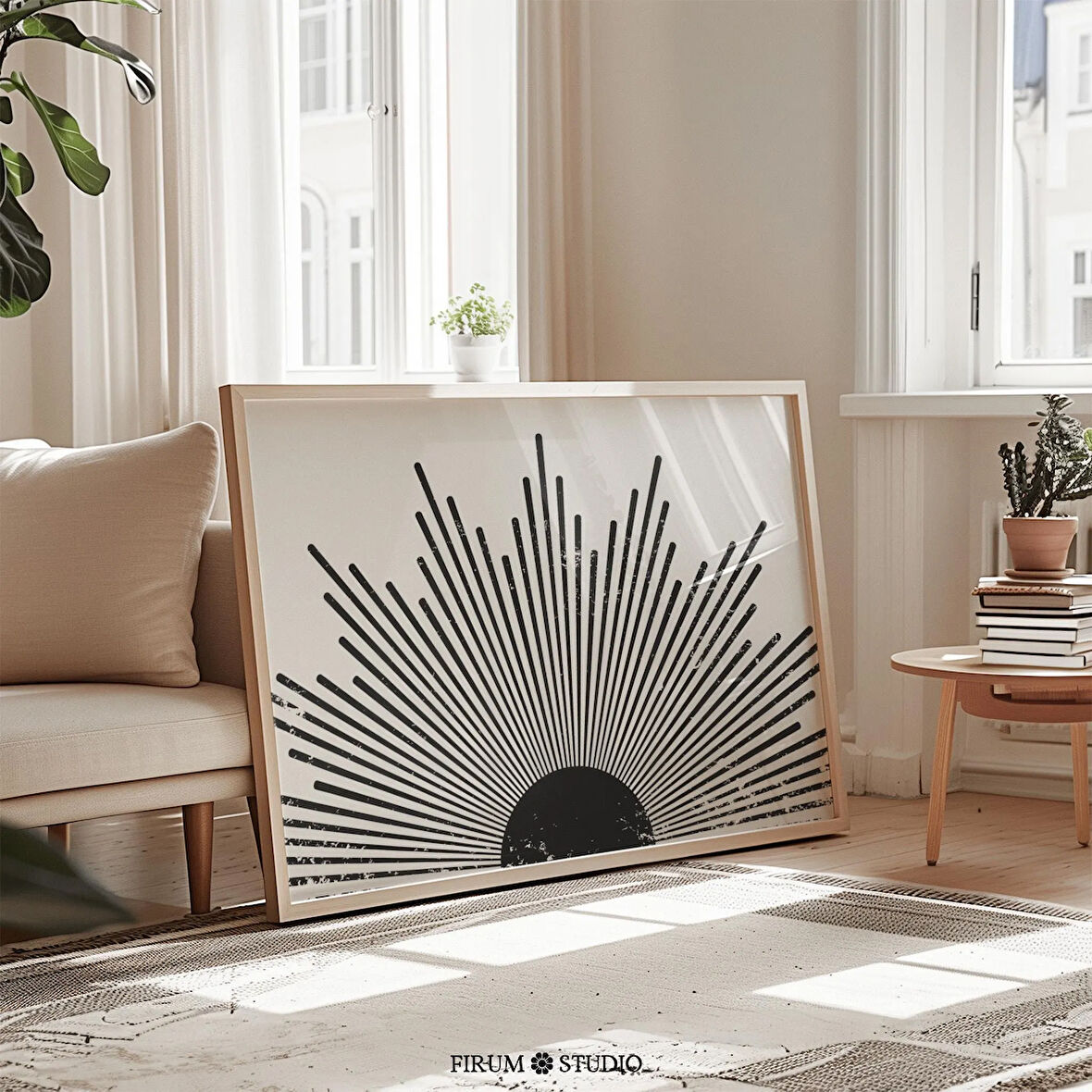 Siyah Beyaz Güneş Patlaması Yatay Sanat